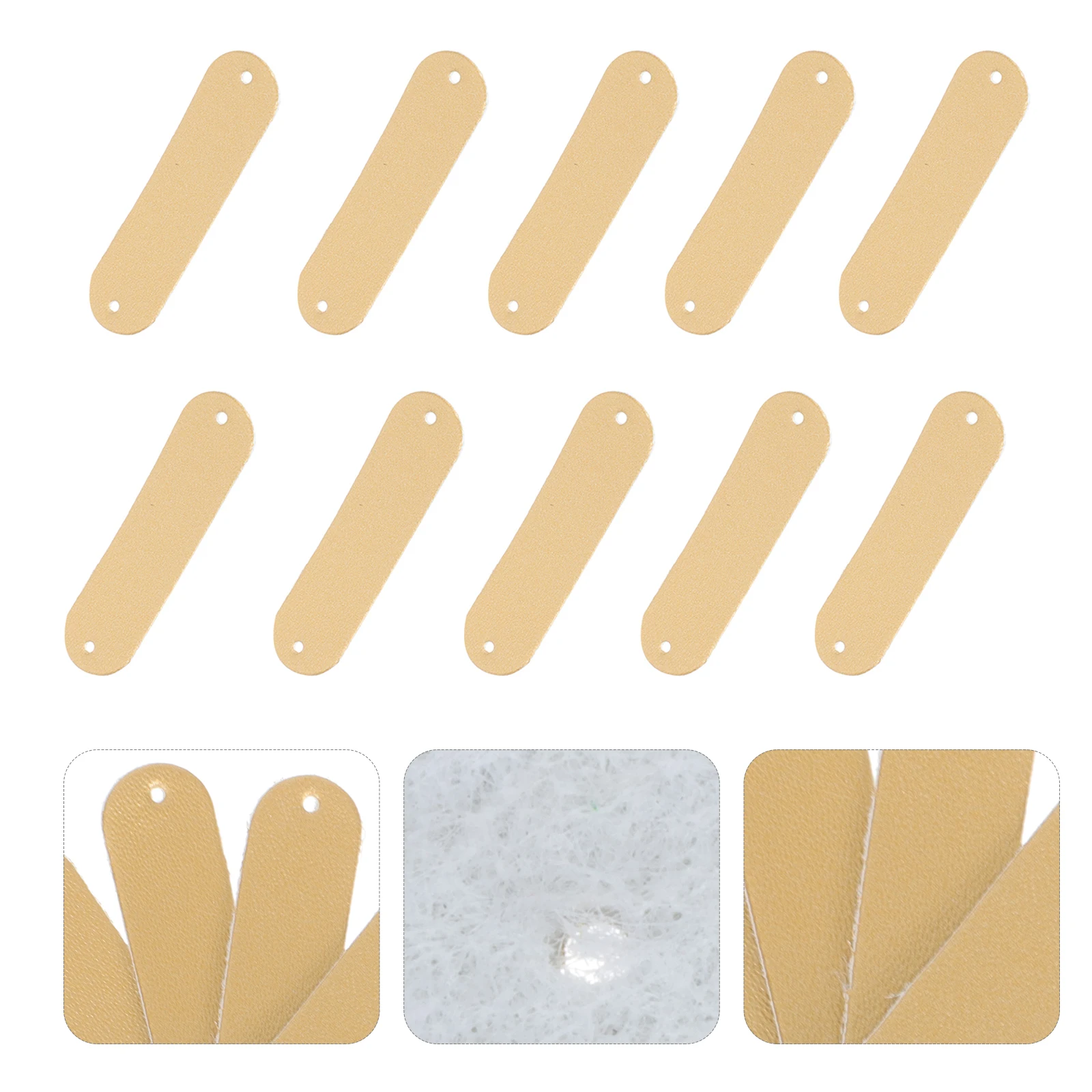 

100pcs Blank Labels 45x12mm Chocolate Color Two Holes DIY Clothes Tags Handmade PU Embossed Labels Sewing Accessories