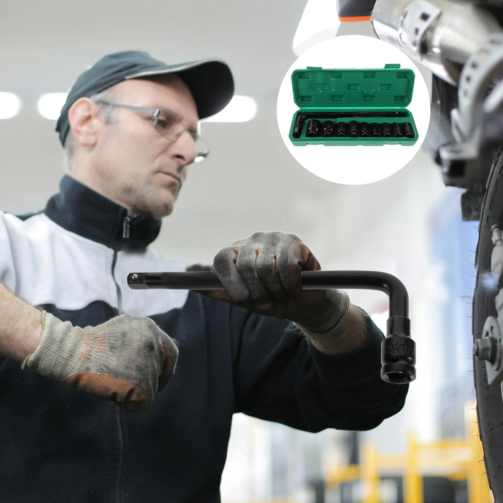 

1Set Motorcycle Repair Tool Set Efficient Air Impact Wrench Sockets Hardware Tools for Tight Spaces Socket Set