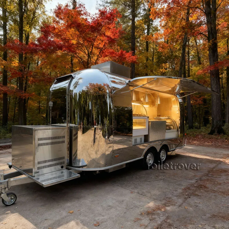 

Commercial Mobile Food-Truck-Romania Tacos Waffle Crepe Dessert Pancake Donut Luxury Food Trailer with Bathrooms