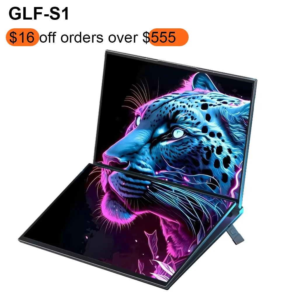 GLF-S1 16 + 16 inch groot laptop met dubbel scherm Intel i7-1360P Win 11 2 * DDR4 MAX 64 GB M.2 2280 2 TB WIFI laptopcomputer met dubbel scherm