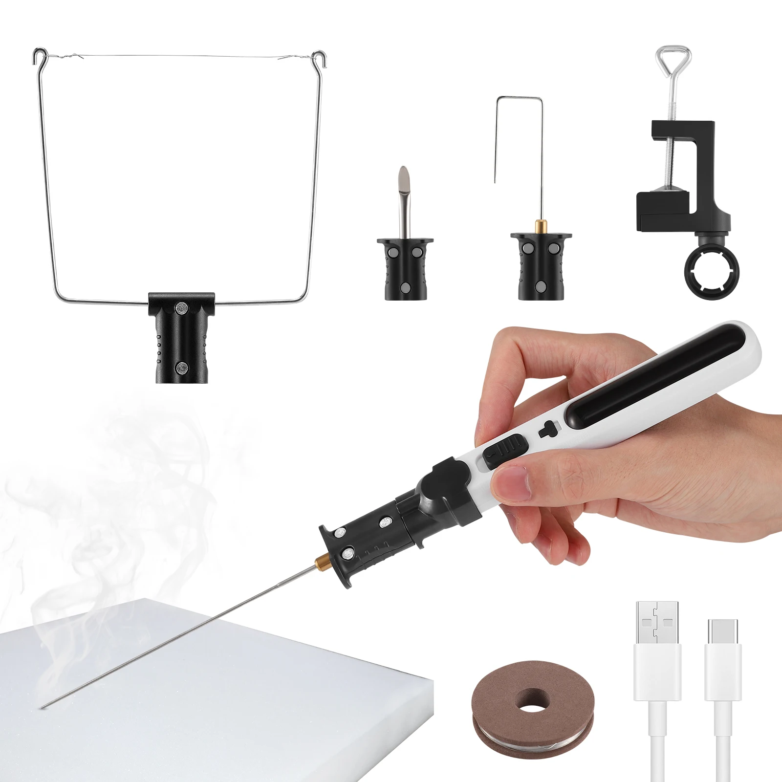 

Резак для пенополистирола Резак для горячей проволоки 4-в-1 Резак для пенополистирола для горячей проволоки 550 ° C для проектов DIY, адаптеры для ножей, резак для пенополистирола