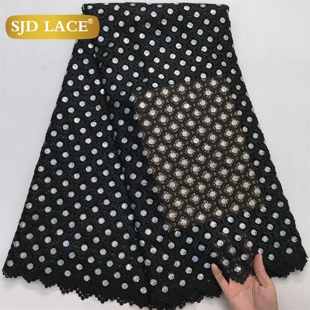 SJD LACE African Guipure Cord Lace 2024 High Quality Nigerian Sequins Water Soluble Lace For Women Wedding Party Dress Sew 4092