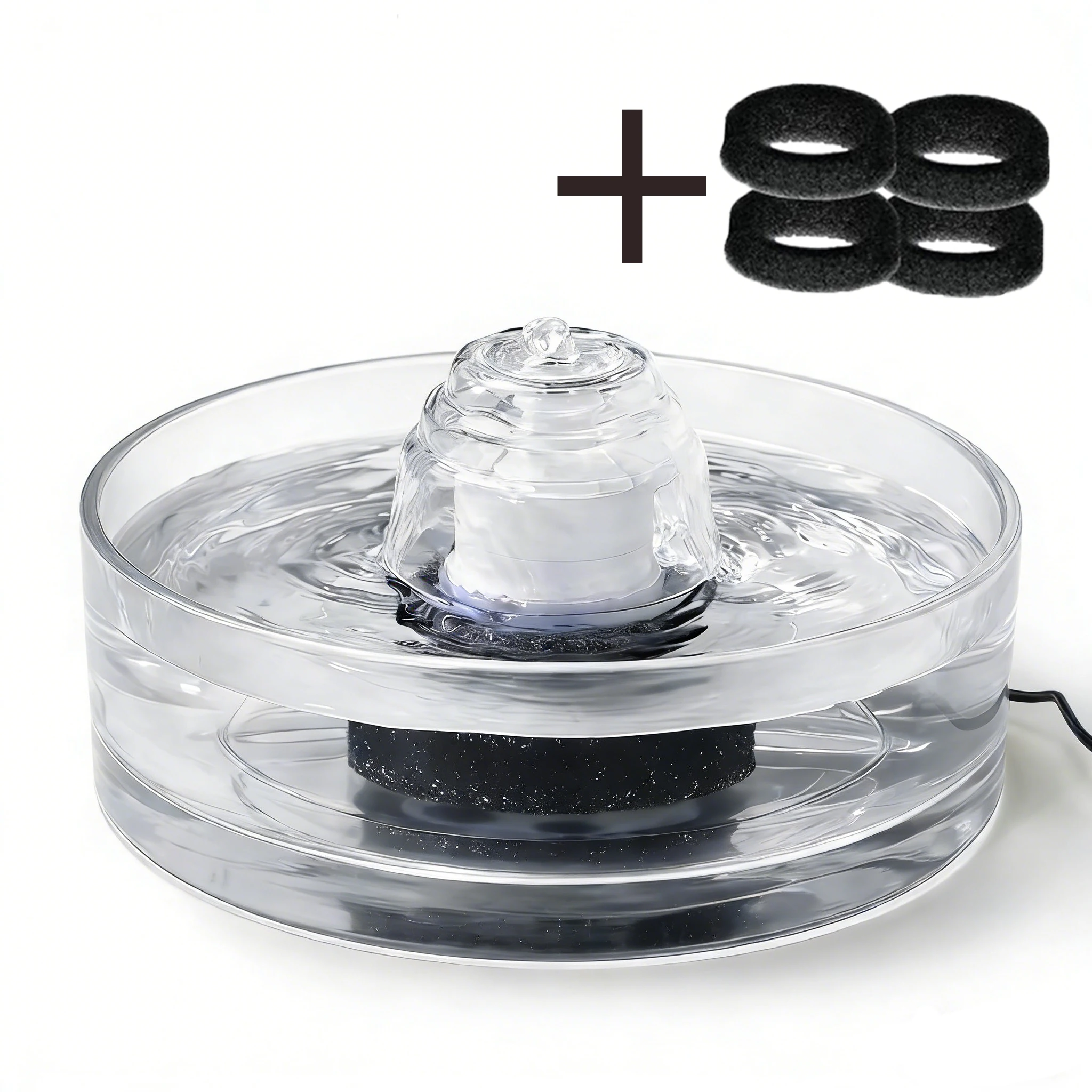 Indoor Cat and Small Dog Drinking, Glass, 90oz/2.7L, Automatic, Quiet Pump and Easy to Clean Pet Water Fountain