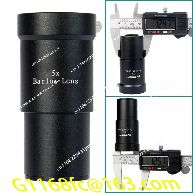 5X Barlow Lens 1.25'' Eyepiece Metal Fully Coated Focal Length Extender for Professional Telescope