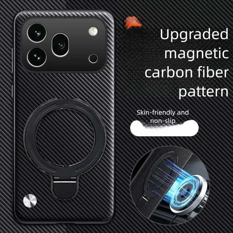 

For Huawei Honor 600 Pro Case Pu Carbon Fiber Ring Stand Magnetic Protective Hard Cover For Honor 600 400 500 Smart Pro Lite