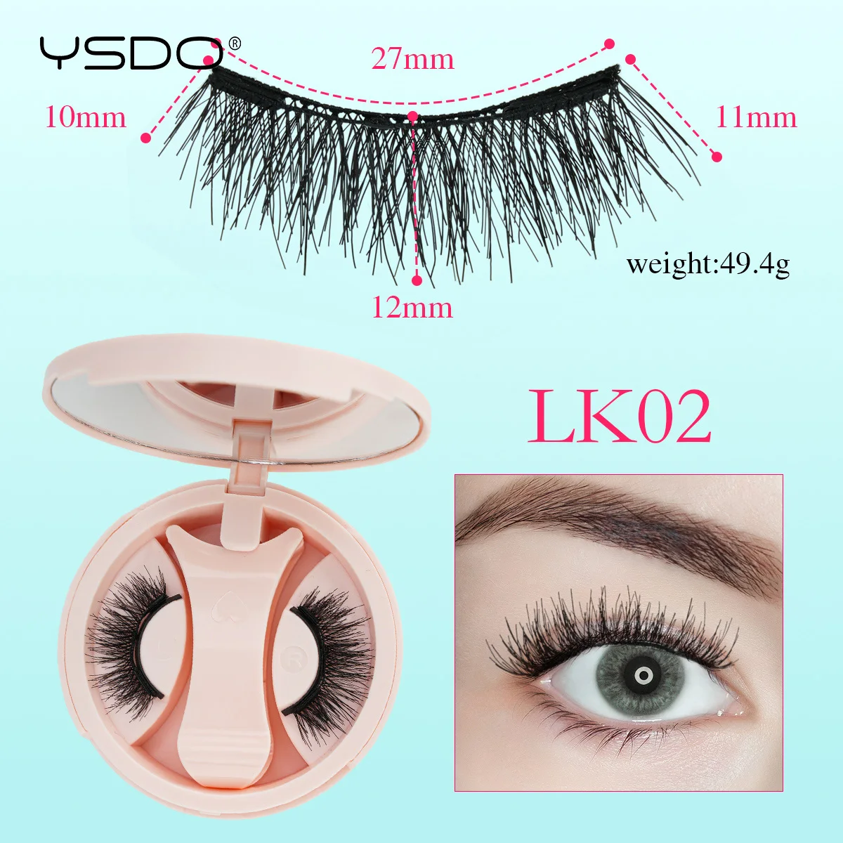 YSDO Magnetische Wimpern 1 Paar Natürliche Magnetische Nerz-Kunstwimpern Wiederverwendbare Flauschige Dicke 3D Falsche Wimpern mit Applikator Klebefrei – Detail 20