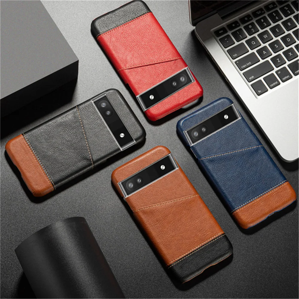 

Slim Case For Google Pixel 6A Case Mixed Splice PU Leather Credit Card Holder Cover For Google Pixel 6a Cover For Pixel 6a 6 A