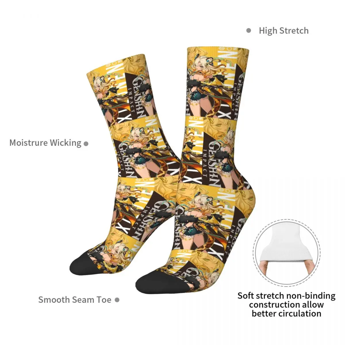 Xilonen Genshin Impact Socken Harajuku Hochwertige Strümpfe Ganzjahres-Langsocken Zubehör für Weihnachtsgeschenke für Männer und Frauen