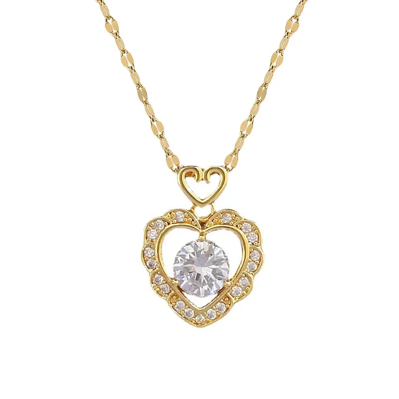 Full Zunderes-Collier pendentif coeur pour femme, Love fraîchement, Banquet, Mariage, Polyvalent, Clavicule, Acier Titane, JOTitanium