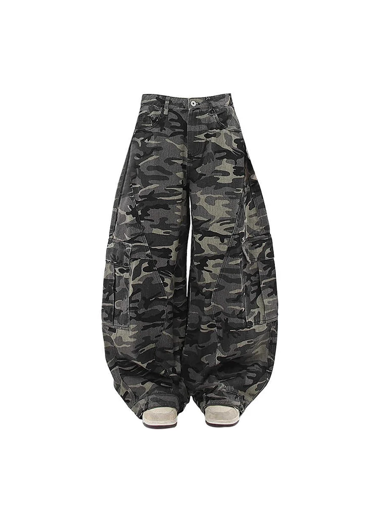 Women's Camouflage Y2k Cargo Jeans Harajuku Baggy Denim Trouser Vintage Japanese 2000s Style Oversize Jean Pants Trashy Clothes