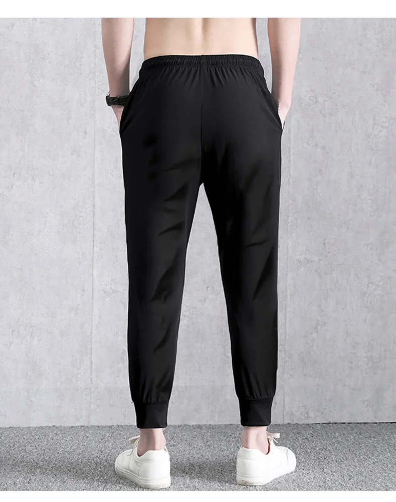 Summer Zip Pockets Men\'s Sweatpants Breathable Quick Dry Stretch  Casual Track Pants Big Size Straight Sport Trousers 8xl