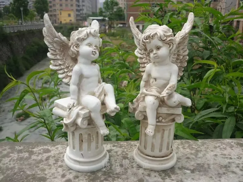 Nordic Cute Cupid Flower Fairy Angel Candlestick Resin Statue Adornment House Sculpture Crafts Outdoor Garden Balcony Decoration