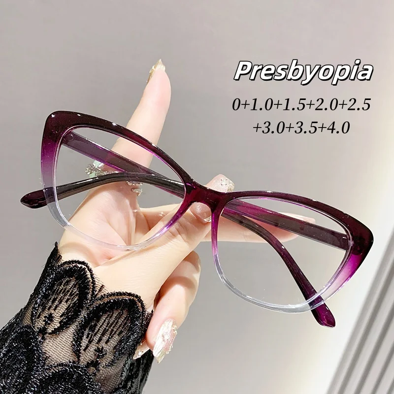 

2024 Anti-blue Light Women Cat Eye Presbyopia Eyeglasses Frame Brand Designer Optical Retro Ins Glasses Frames Clear Glasses