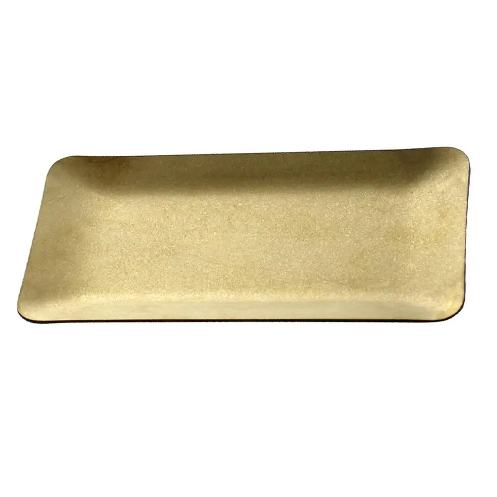 

Retro Small Plate Metal Serving Tray Storage Bathroom Golden Vintage Holder Rectangular Jewelry Organizer Easy Clean Hotel Towel
