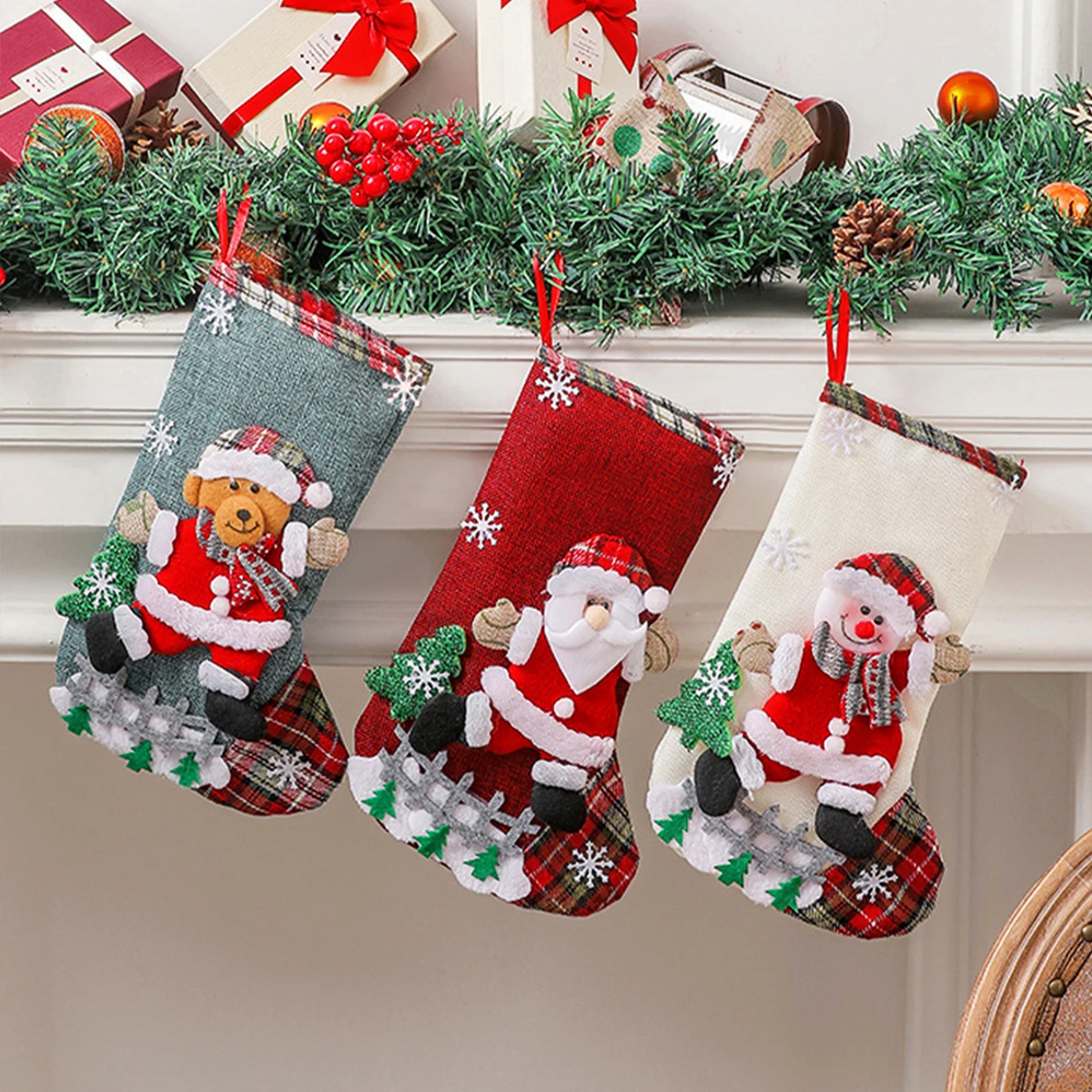 Meias de natal bonito grande c - Christmas Stocking Hanging avaliação e preço