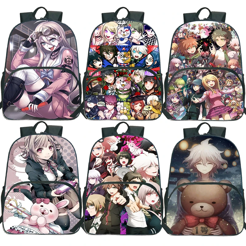 

Kawaii Anime Danganronpa Backpacks Laptop Mochila boys girls Bags Bear Pattern Student Teenagers School Book Monokuma School Bag