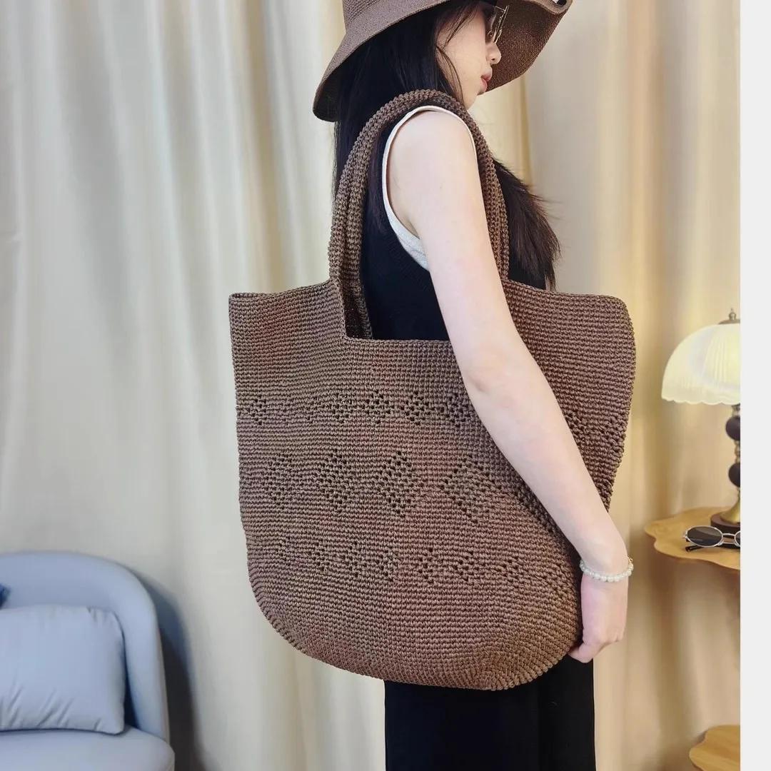 

Новая сумка на плечо из натуральной соломы рафии, тканая сумка для пляжа, путешествий, отдыха, отдыха, полый кошелек, большая сумка-тоут