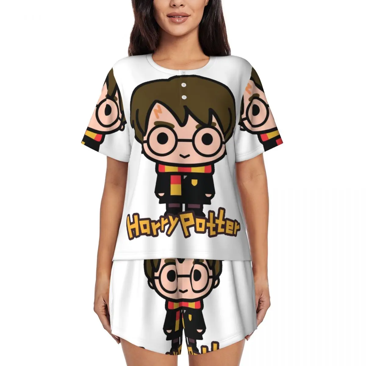 

Женские пижамные комплекты Harrys Magic Adventure Movies Potters, состоящие из двух предметов, пижамы с короткими рукавами, шорты, одежда для сна