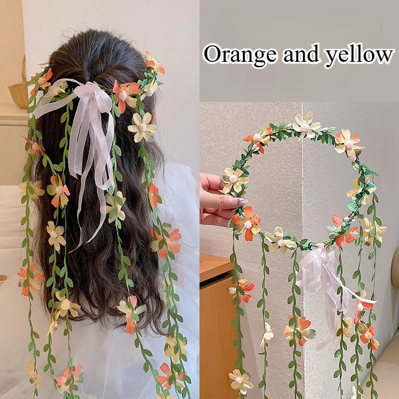 Super Fairy Princess Floral Headband for Girls  Boho Flower Wreath Hair Hoop, Kids Hair Accessory for Wedding & Party