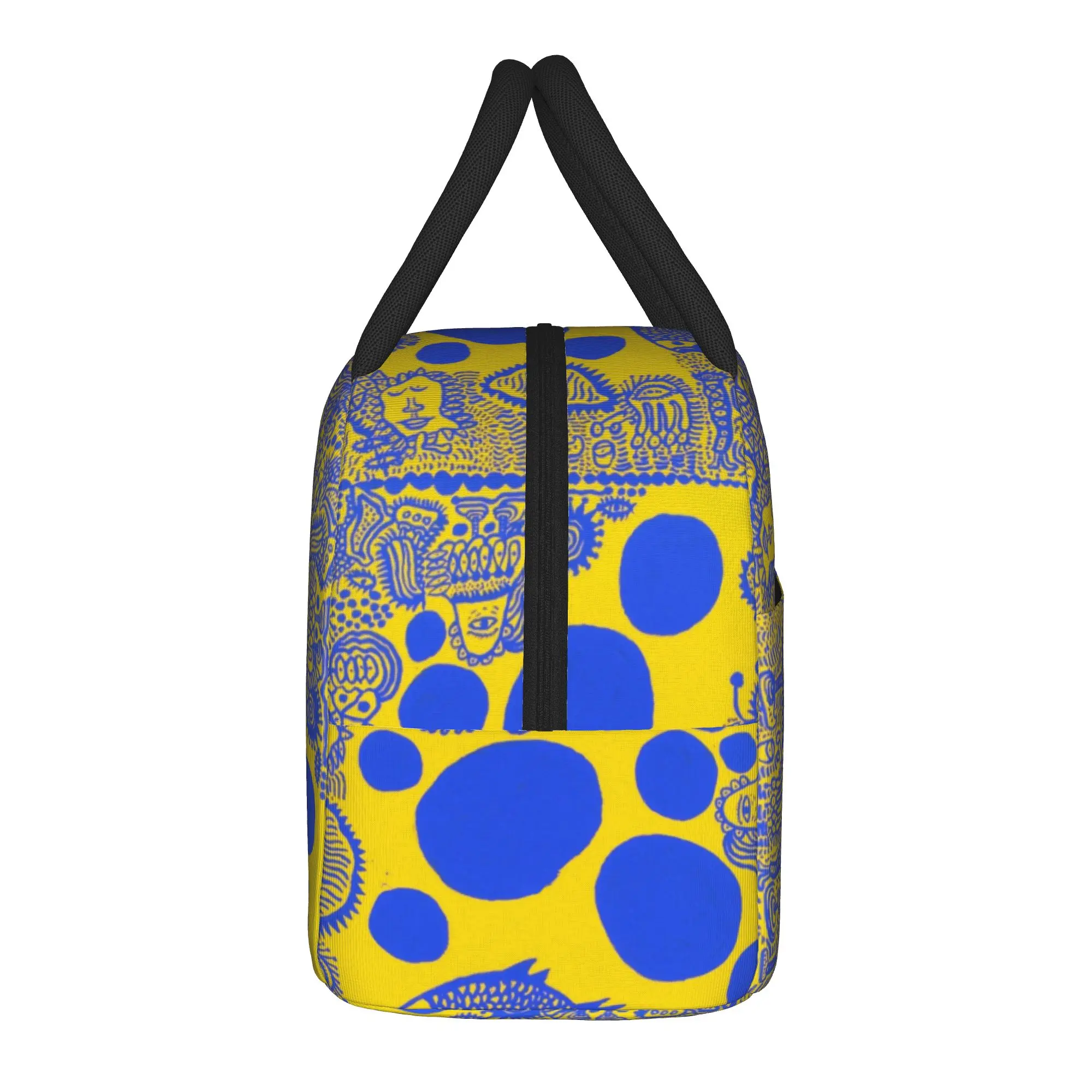 Yayoi Kusama blue fish Insulated Lunch Bag Large  Meal Container Cooler Bag Tote Lunch Box School  Travel Food Storage Bags