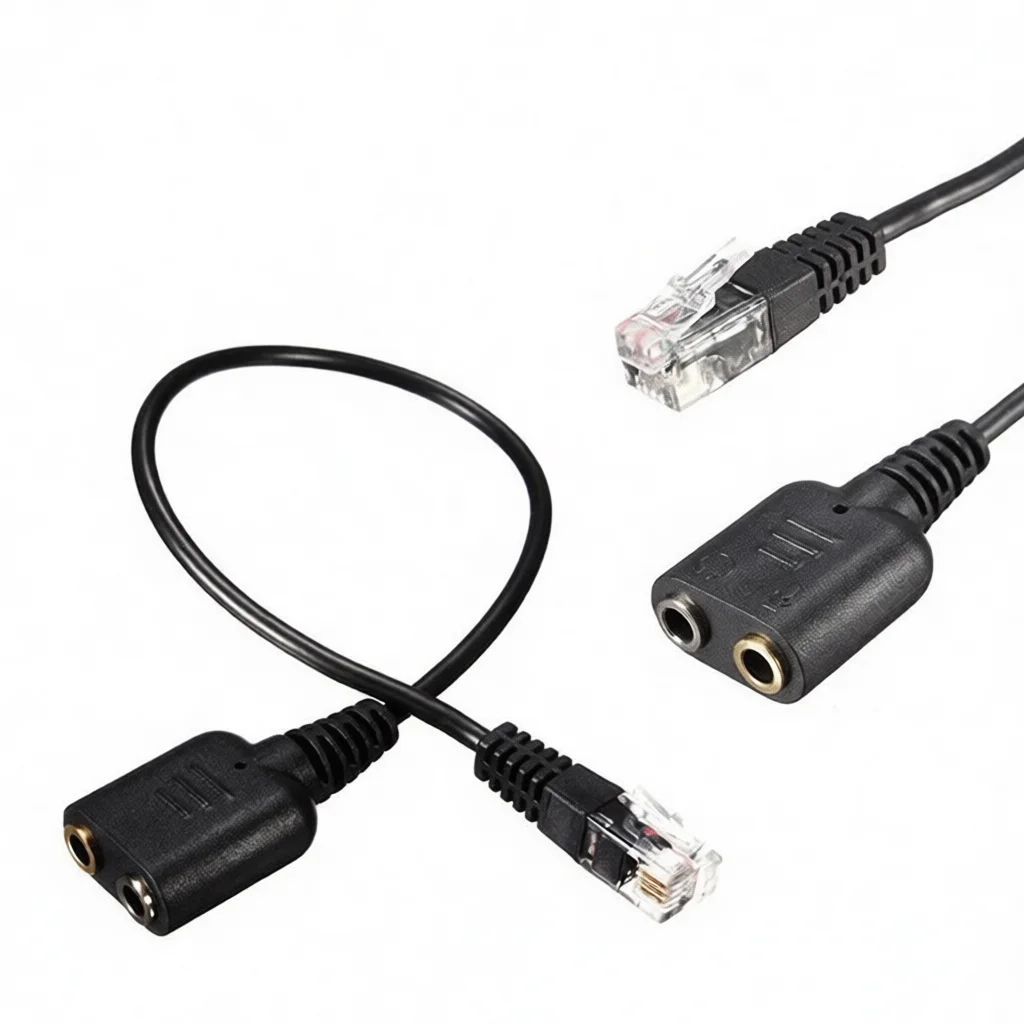 Crystal Connector RJ9 To 3.5mm Headset Adapter Converter For Call Center Phones Computer Earbuds Audio Signal Cable