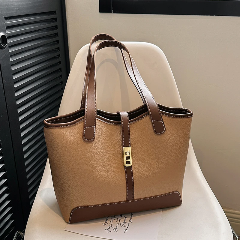 New Trendy Large Capacity Shopper Travel Handbag Casual Style PU Leather Female Shoulder Bag White Silver Color Women Tote Bag