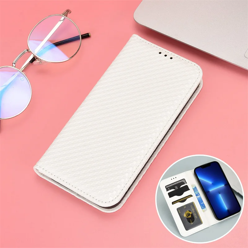 For Fujitsu Arrows We F-51B Pearlescent Plaid Magnetic Phone Flip Cover Case Fashion Simple Magnetic Leather Case Cover