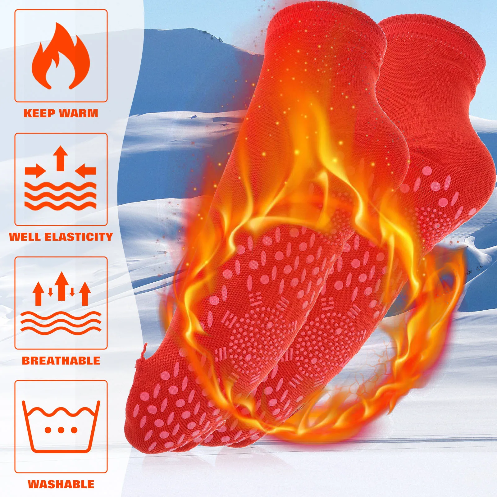 

Self Heating Warm Socks 3 Pairs Comfortable Outdoor Heated Anti Freezing Socks for Winter Mid Tube Design Skating Cycling Safe