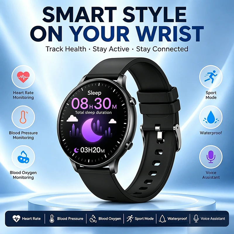 

2026 New Smart Watch for Men Women 1.38" with 100+ Sport Modes IP68 Waterproof Pedometer Heart Rate Monitor for Android iOS ﻿