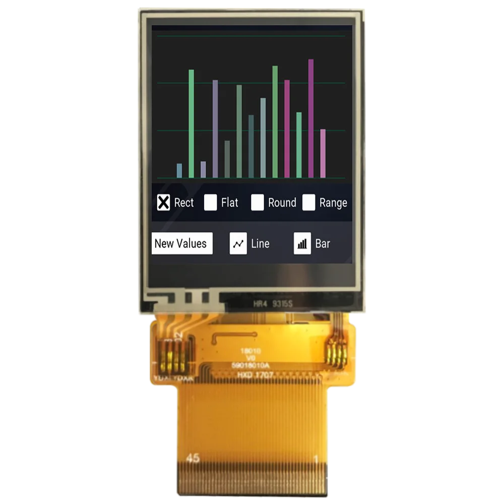 1,8 inch LCD-resolutie 240X320 hoge helderheid 550cd resistief touchscreen ST7789 controller MCU/SPI/RGB-interface TFT-scherm