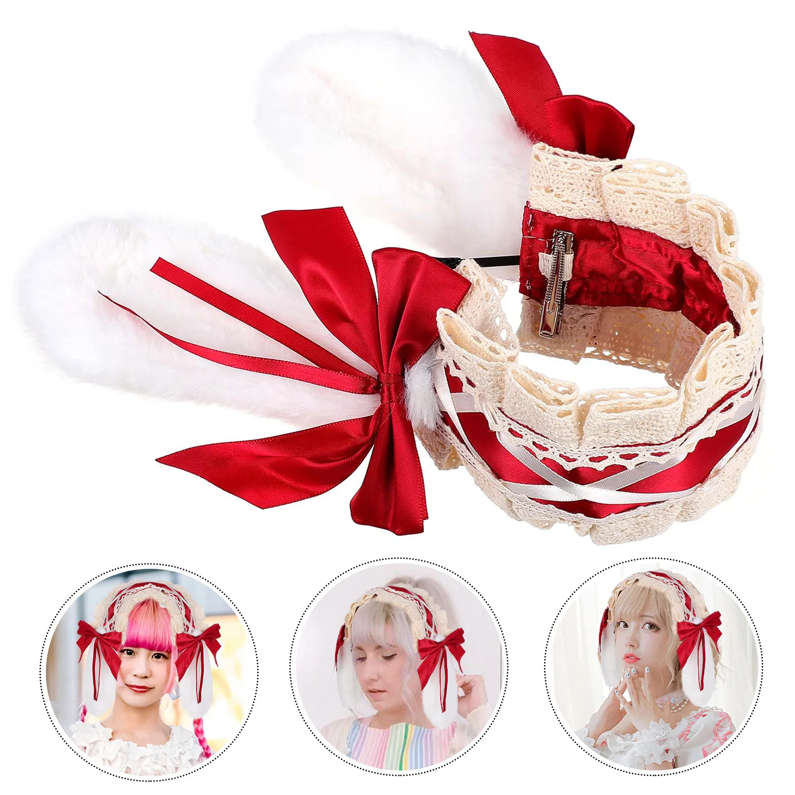 

Rabbit Ears Headwear Breathable Comfortable Stretchy Pink Cosplay Headdress Women Lolita Photo Prop Daily Wear Party Outgoing