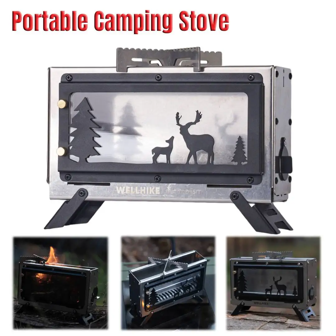 

Portable Camping Stove W/ Storage Bag Lightweight Wood Burning Camping Stove for Cooking Courtyard BBQ Touring Picnic Hiking