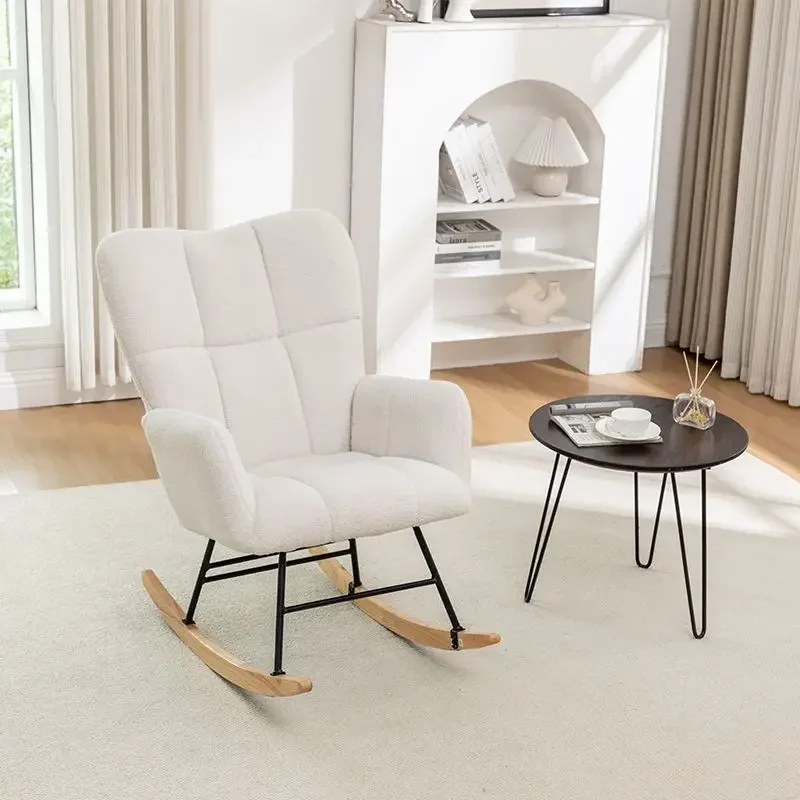 Nordic Home Guest Bedroom Single Lamb Fleece Balcony Leisure Bedroom Nap Rocking Chair