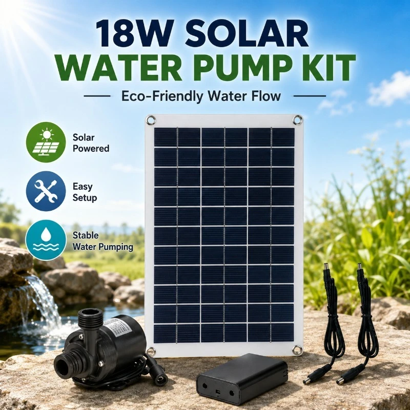18W Solar Water Pump Kit with Battery Box for Pool Pond Fountain Garden Aquarium Outdoor Water Circulation Solar Water Pump Kit