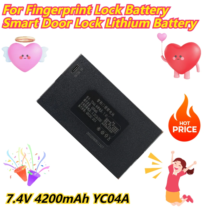 

7.4V 4200mAh YC04A For Fingerprint Lock Battery Smart Door Lock Lithium Battery