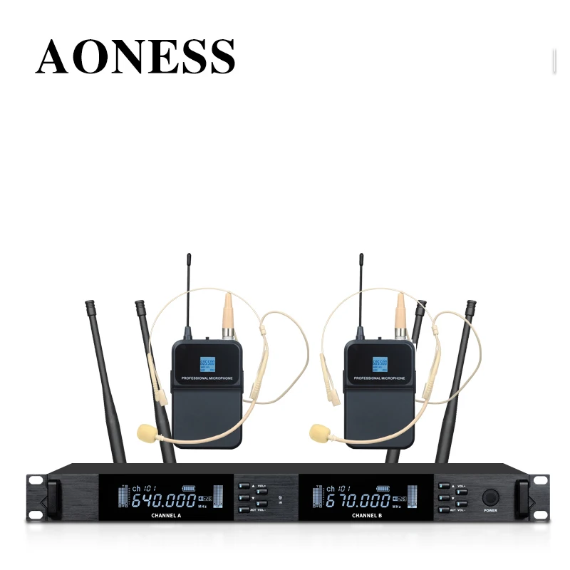 Professional Wireless Microphone  UHF Karaoke One Drag Two KTV Stage Wedding Performance Conference Microphone