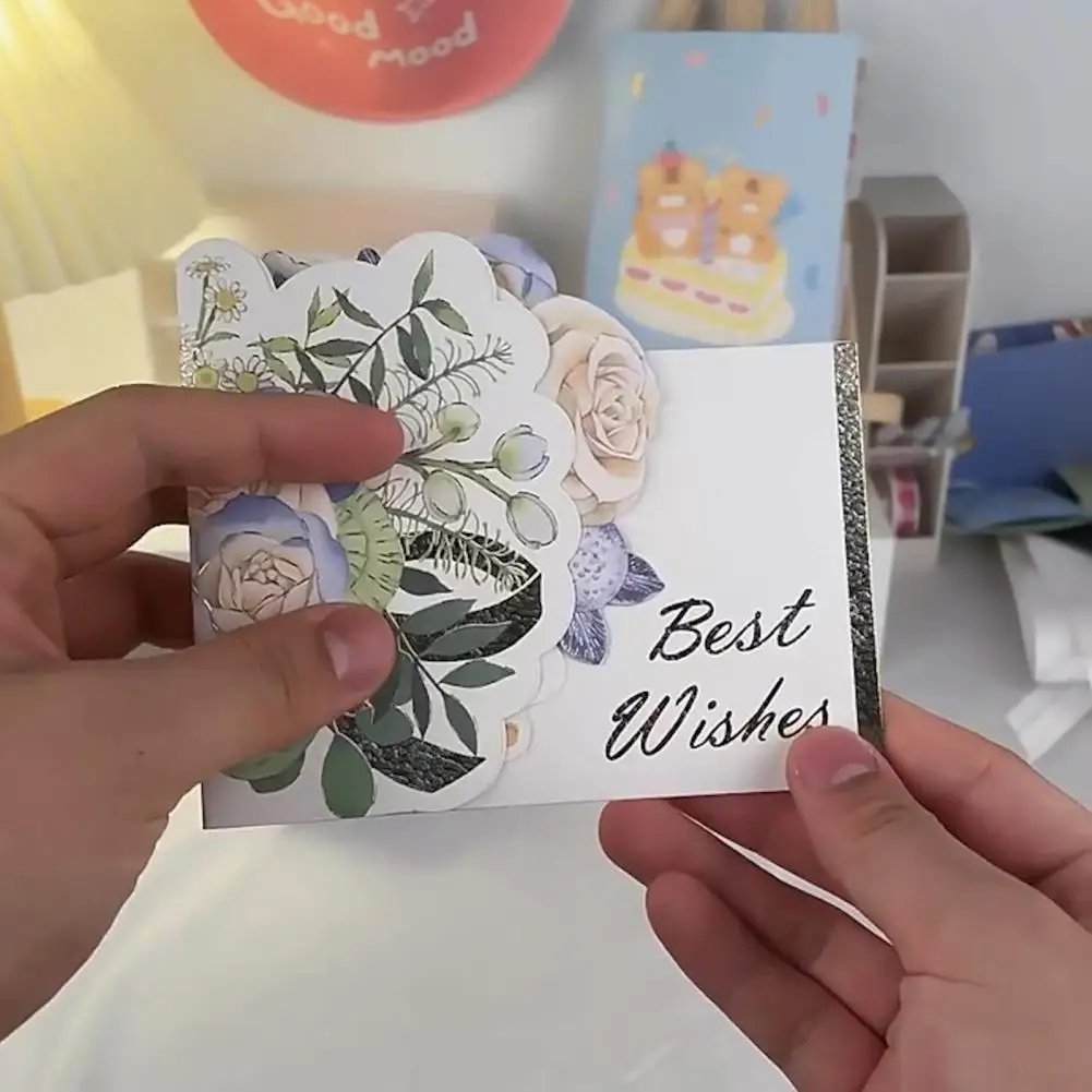 1 Набор 3D цветок благословение открытка с конвертом складные с наилучшими пожеланиями Сделай Сам рукописное письмо поздравительные открытки праздничные товары