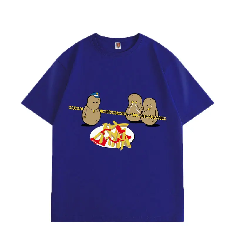 Potato Murder Funny Meme T-shirt High Quality Fashion Short Sleeve T-shirts Men Women Casual Loose Cotton T Shirts Streetwear