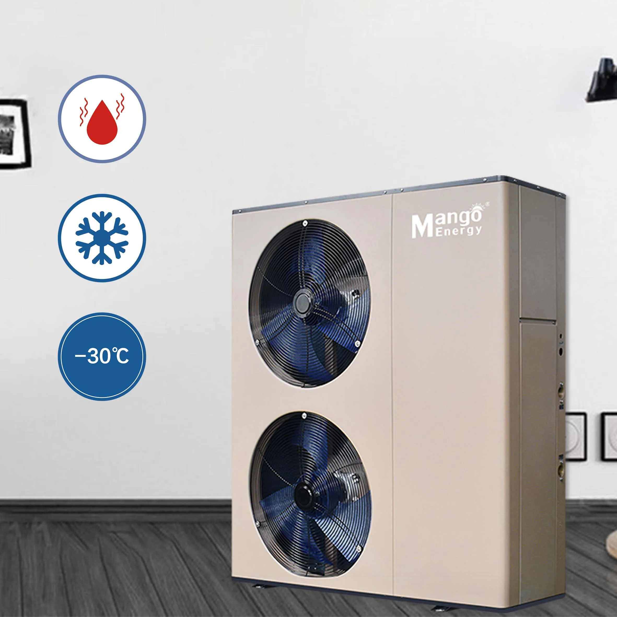 R32 Water Heater Air Source Heat Pump dc Inverter heat pump High Cop 20kw Hot Power with solar panel