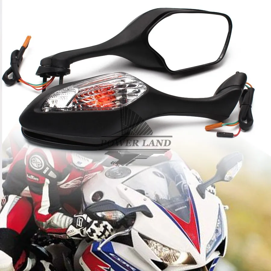 

Black Motorcycle Side Mirrors+Turn Signal Amber Light for 2008-2012 Honda CBR 1000RR / CBR1000RR 1pair