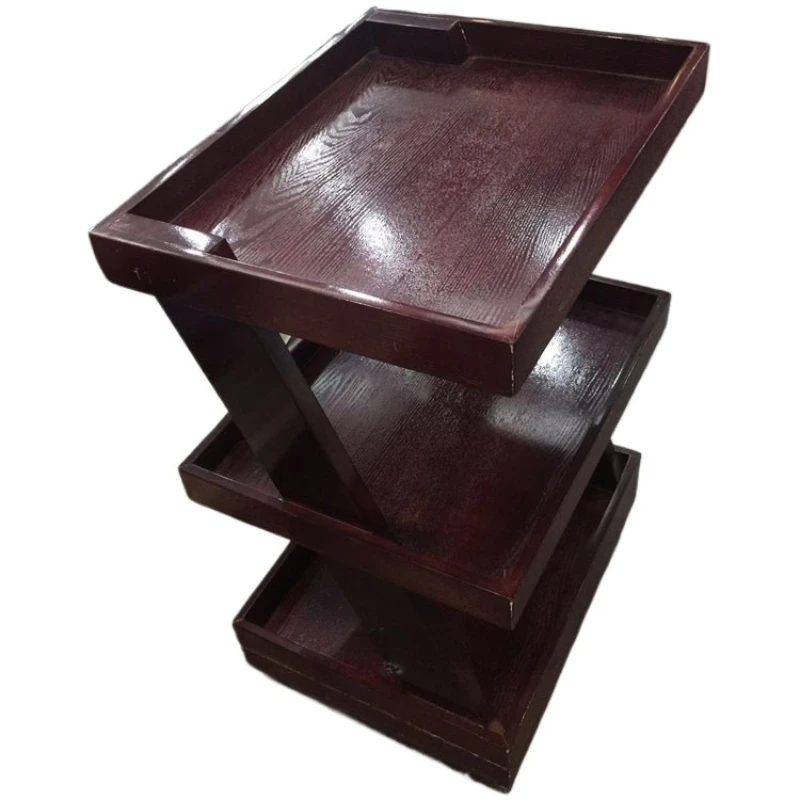 

Тележка из цельного дерева Трехслойная тележка для инструментов Салон красоты Тележка для волос с выдвижным ящиком Z-образной формы