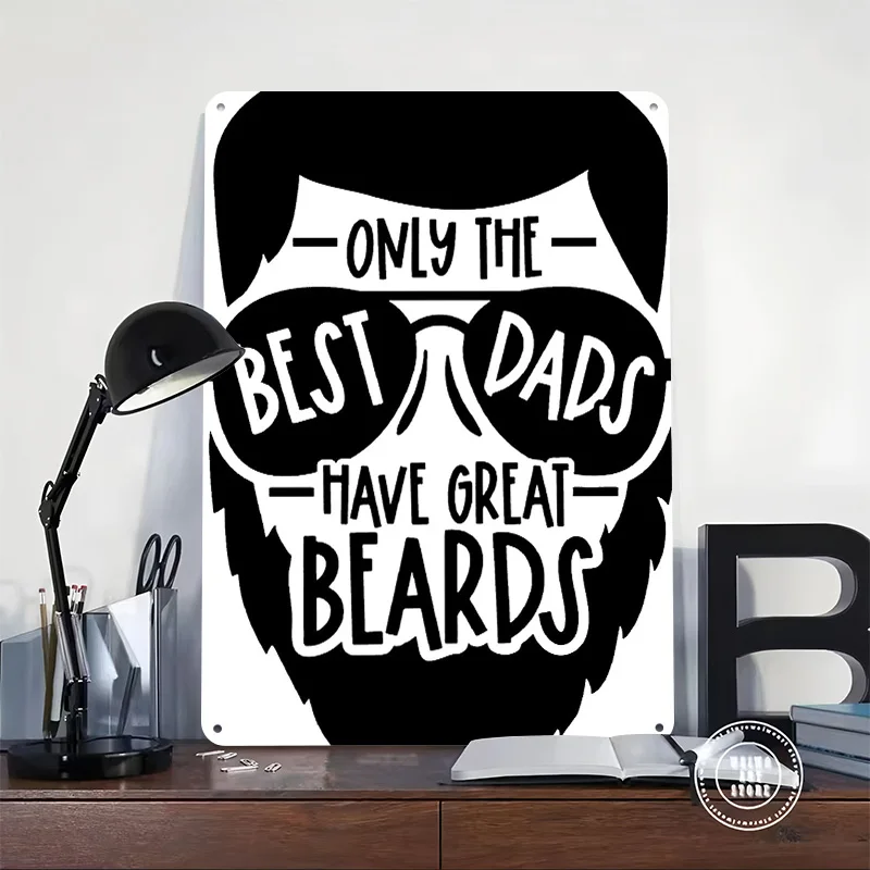 Funny Dad Beard Quote 3D Texture Printed Poster Custom Vintage Metal Tin Plate Sign for Wall Art Modern Home Decoration Room