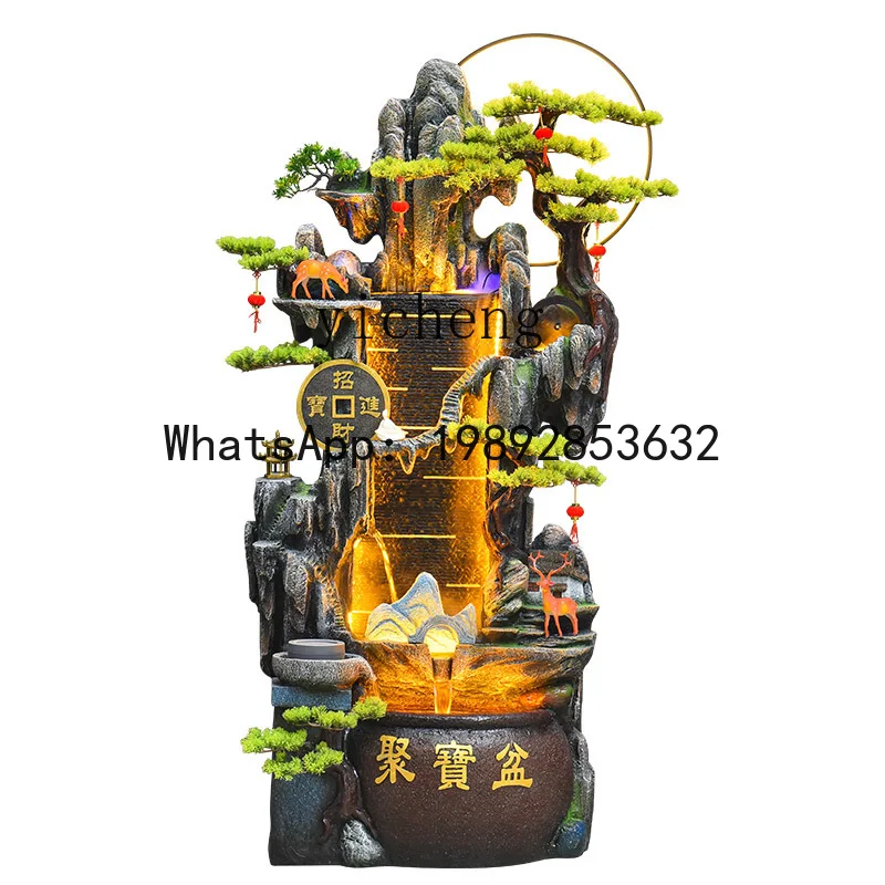 flowing water make money, fountain feng shui wheel lucky landing ornament, living room fish pond alpine bonsai