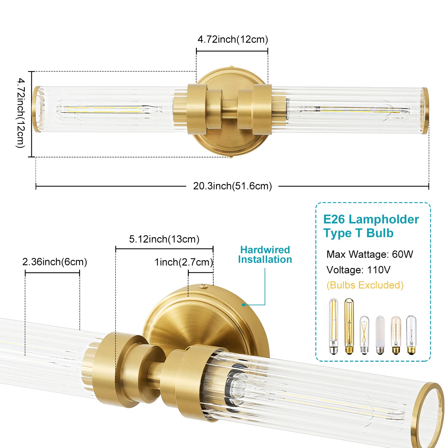 Imagem -06 - Fss-modern Gold Glass Wall Light para o Quarto Espelho do Banheiro Luz Washroom Lamp Wall Mounted Vestir Abajur Ac85v265v