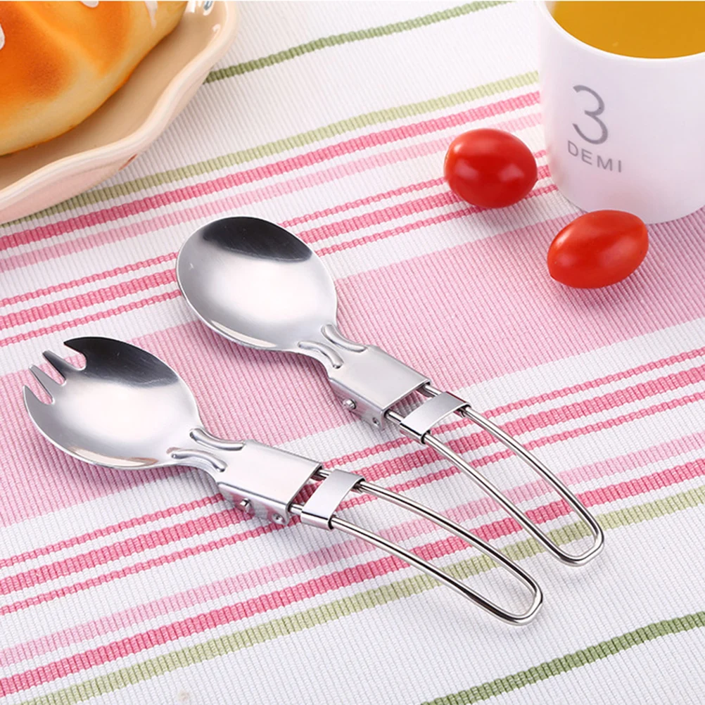 

4 Pcs Folding Spoon Tableware Foldable Utensils Spoons Kitchenware Convenient Cutlery Multi-function Tool Camping Backpacking