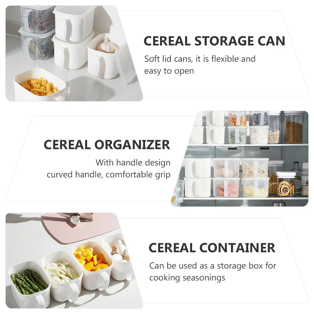 

2Pcs Food Storage Containers PP Pe Material Lid Handle Kitchen Snack Tea Grain Organizer Fresh Keeper Cereal Storage Box