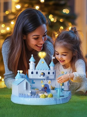 Magnetische bediening poppenhuis speelset blauw educatief doe-het-zelf poppenhuis speelhuis speelgoed voor kinderen