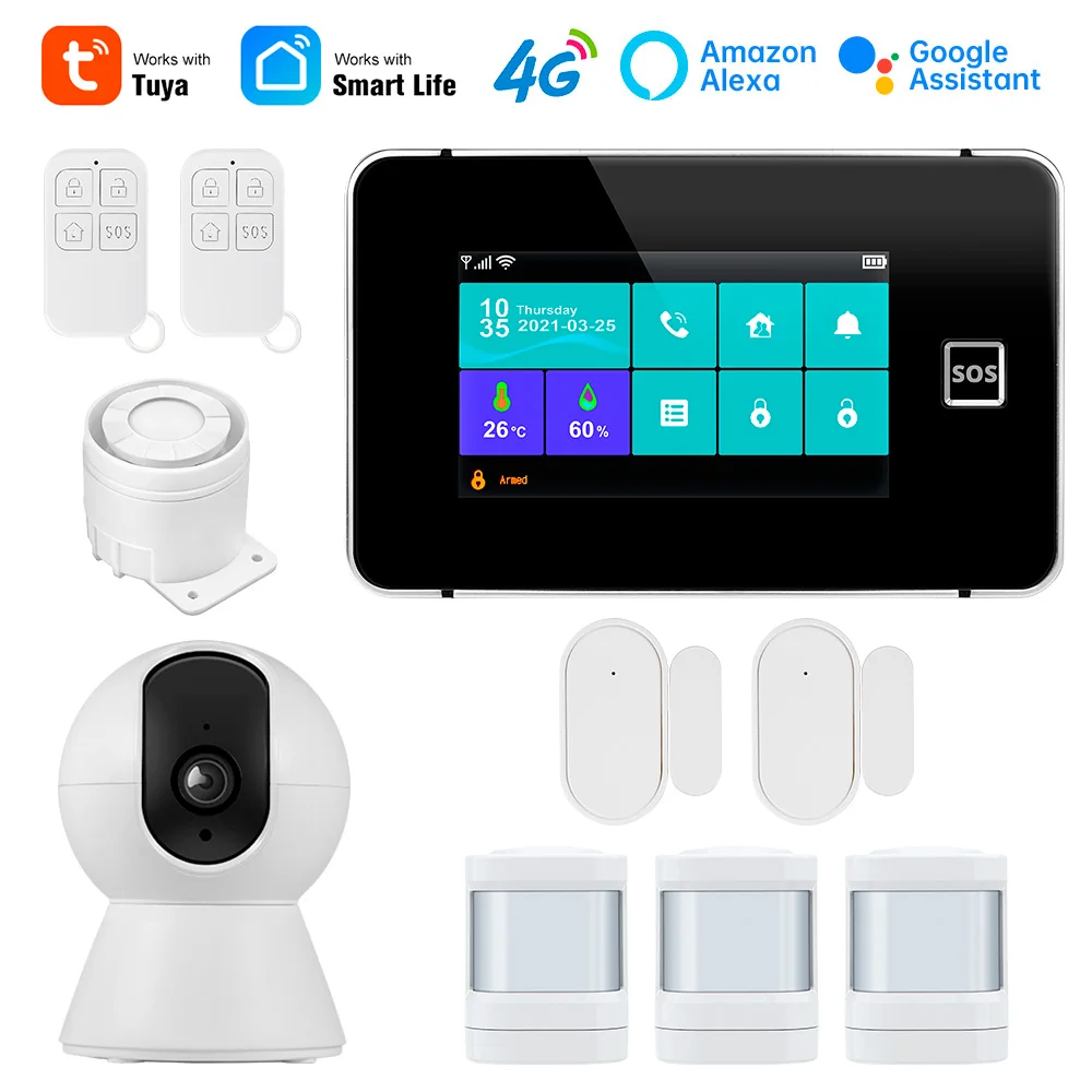 G64B DIY 4.3 Inch TFT Screen WiFi 4G Tuya Smart Home Security Alarm System Temperature Humidity Display 433MHz Control