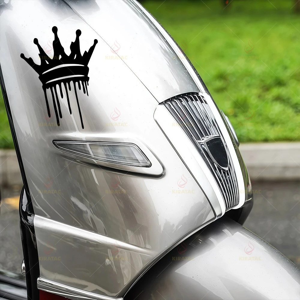 

1PC Graffiti Drip Crown Motorcycle Sticker, Waterproof Vinyl Decal, Red & White