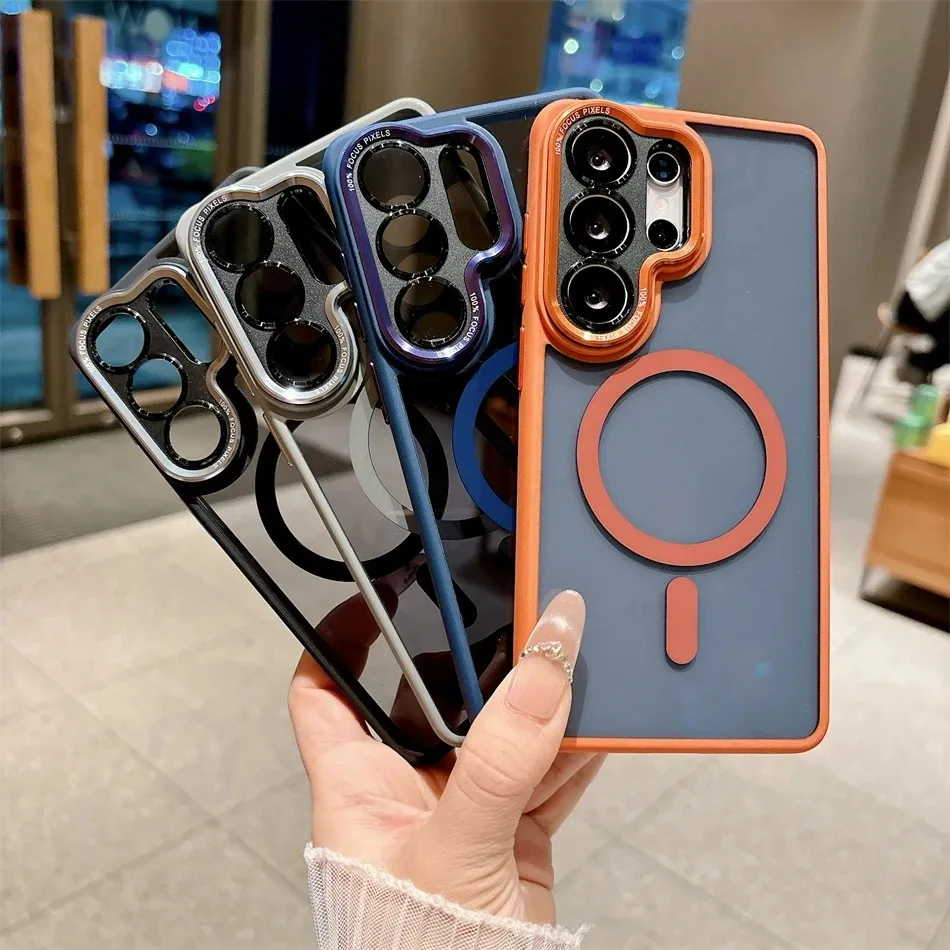 Luxury For Transparent Acrylic case Suitable For Samsung Galaxy S25 S24 Ultra Lens Protection Wireless Charge Magnetic Cover